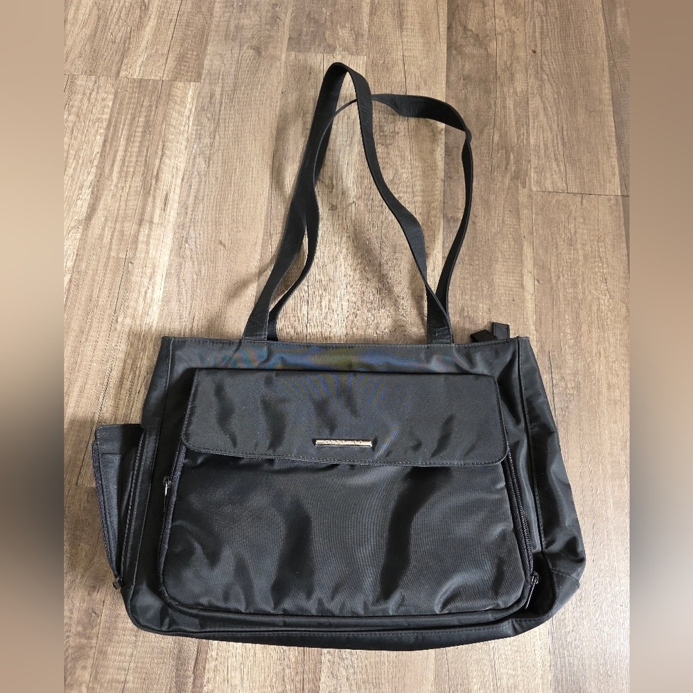 Rosetti Black Nylon Commuter Tote Shoulder Bag Business Casual Laptop Y2k Classy